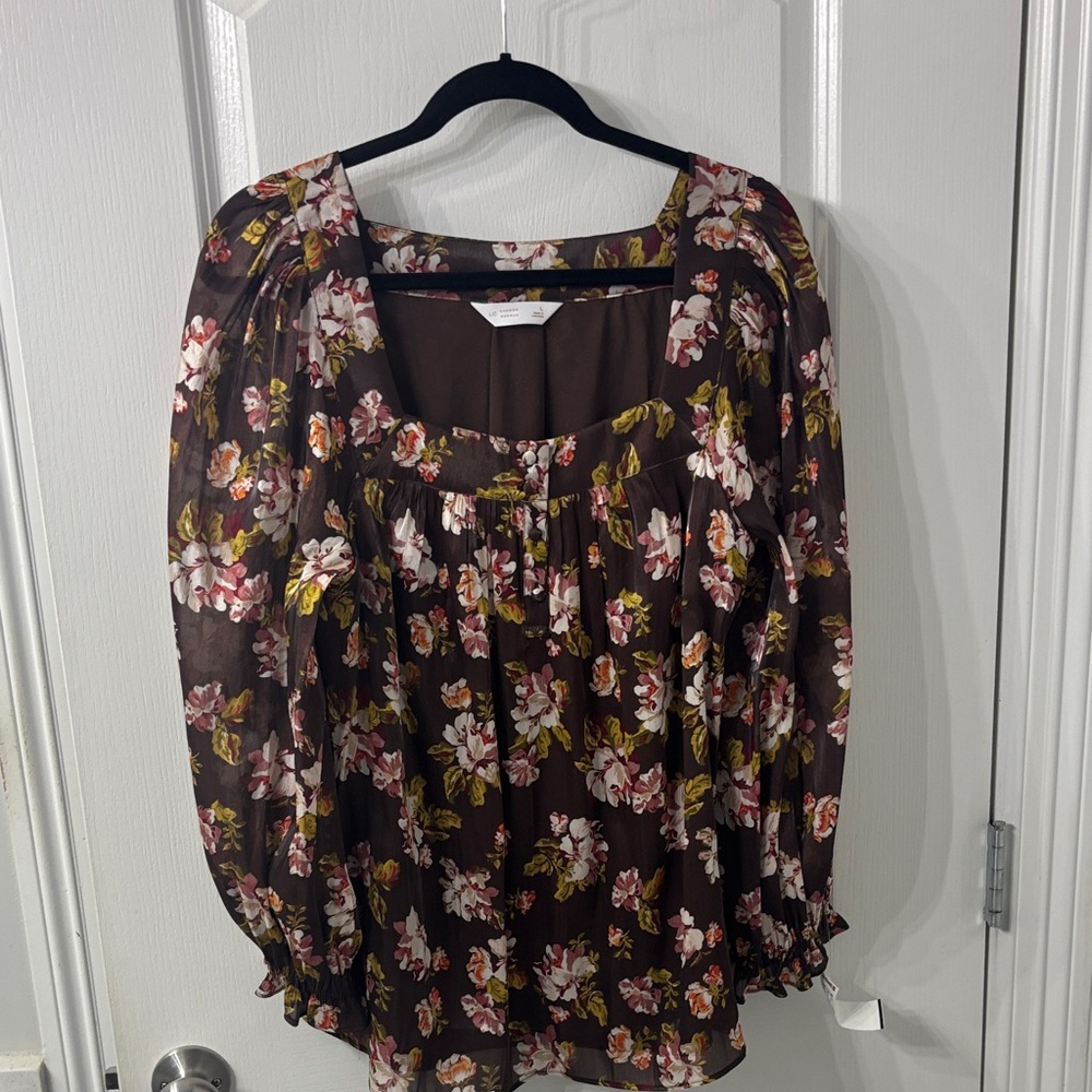 Lauren Conrad Gorgeous Boho Flowy Floral  Brown Women's Top